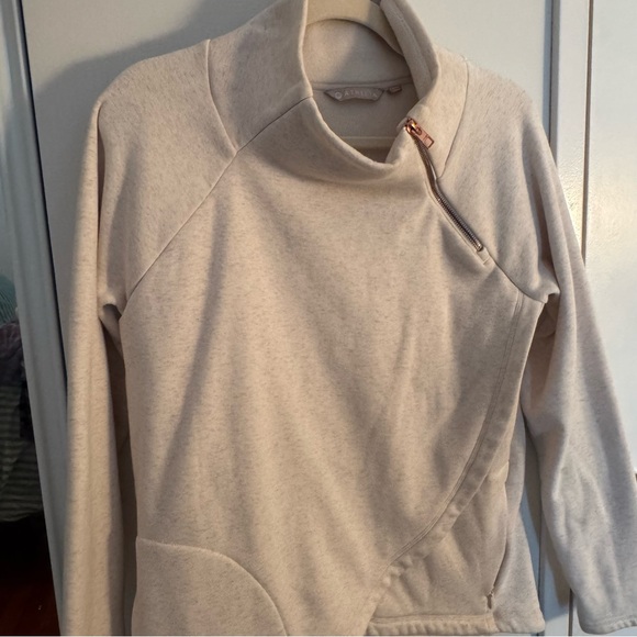 ATHLETA Cozy Karma Asym Pullover Oatmeal Heather Size S - Picture 6 of 9
